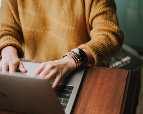 person using laptop computer laptop work
